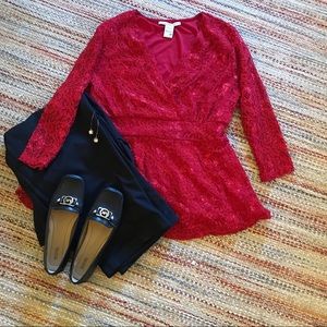 American Rag Red Lace Top